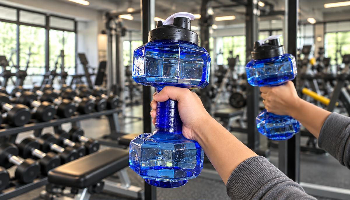 La bottiglia d’acqua diventa un manubrio da palestra: pesa 5 kg e si può usare per allenarsi