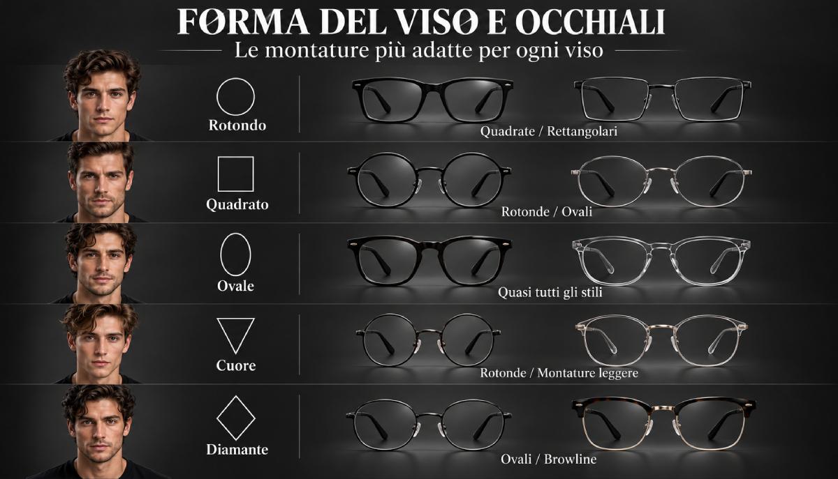 guida occhiali forma viso