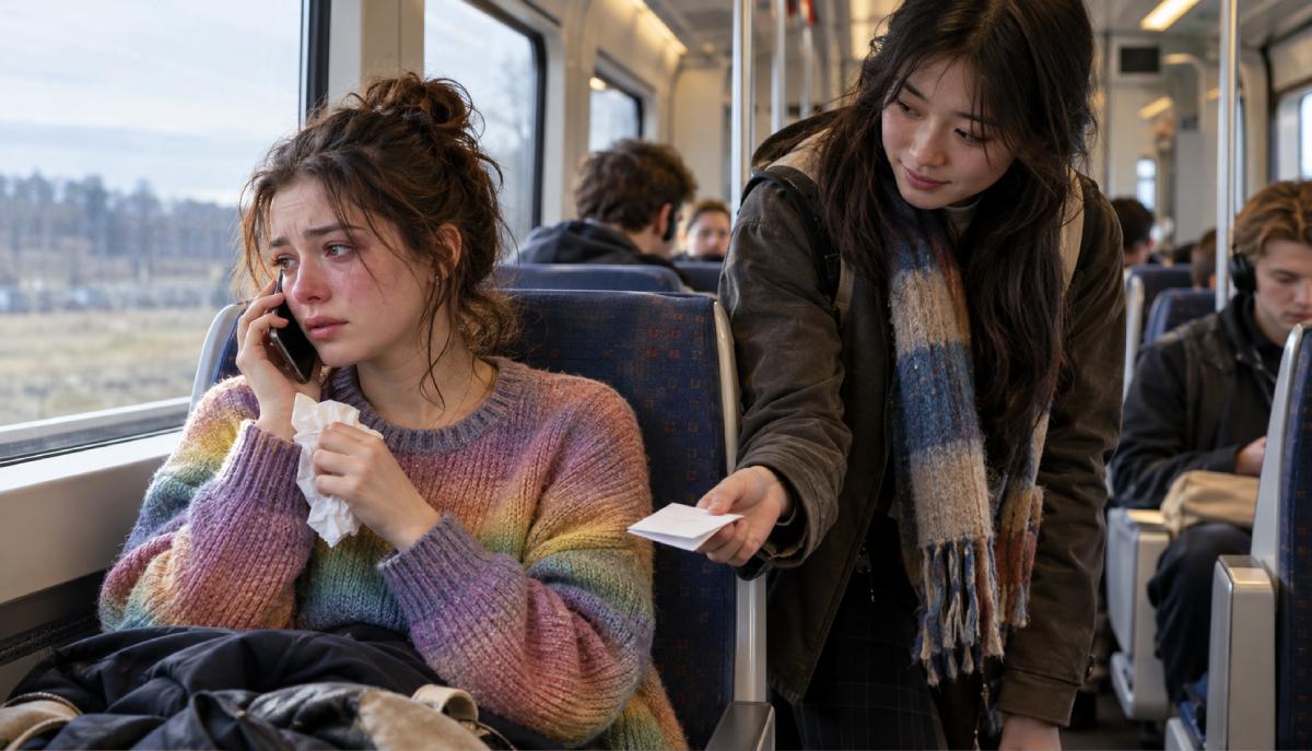 Vede una ragazza in difficoltà sul treno e le lascia un biglietto: il gesto divide, pazzia o gentilezza?