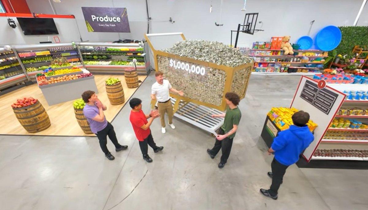 MrBeast, nuovo record su YouTube con la challenge del supermercato