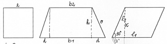 Figura quadrato, trapezio isoscele, parallelogramma