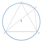Dimostrare che le distanze di un punto della circonferenza circoscritta ad un triangolo equilatero dai vertici di questo sono tale che una di esse è uguale alla somma delle altre due.