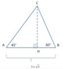 Trigonometria problemi: Un triangolo ha una base lunga   3 + sqrt3  e gli angoli ad essa adiacenti di  45°  e  60° . Trovare le lunghezze degli altri due lati ...
