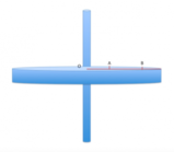 Fisica: La piattaforma nella figura gira intorno ad una asse passante per il centro, compiendo  600  giri al minuto ...