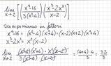 Esercizi sui limiti: [math] \lim_{{{x}\to{2}}}{\left[{\left(\frac{{{x}^{4}-{16}}}{{{3}{\left({x}^{2}-{4}\right)}}}\right)}\cdot{\left(\frac{{{x}^{3}-{2}{x}^{2}}}{{{x}-{2}}}\right)}\right]} [/math]