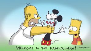 Fox entra in Disney e Homer Simpson "strangola" Topolino
