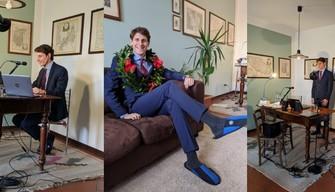 Matteo, laurea in streaming e 110 e lode con... le pantofole dell'Inter