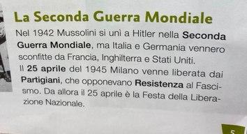 "L'Italia è entrata in guerra nel 1942": incredibile errore nel libro di storia