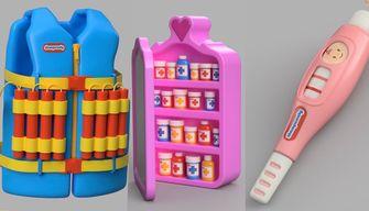 Dal set "Primo Intervento Estetico" al "Kit della Carriera": i finti giocattoli che denunciano la fine dell'infanzia