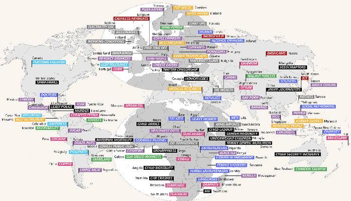 Il meglio e il peggio di ogni paese del mondo in una mappa