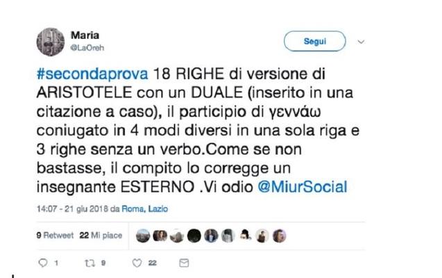 Seconda prova Maturità 2018: commissario esterno + Aristotele = combo mortale al Classico