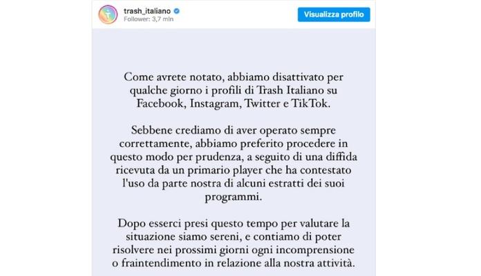Trash Italiano, ecco perché era stato chiuso: il motivo sarebbe un'azione legale