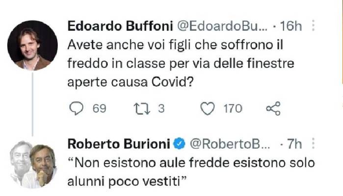 Burioni: "Non esistono aule fredde, esistono solo alunni poco vestiti". Esplode la polemica