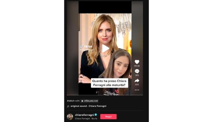 Chiara Ferragni risponde a Skuola.net: "Ho preso 78 alla Maturità" 