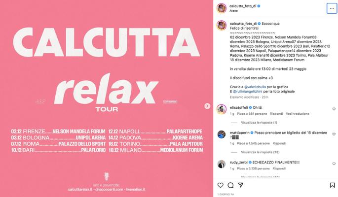 Il ritorno di Calcutta dopo quattro anni di silenzio: l'annuncio del Relax Tour