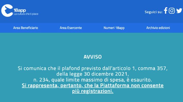18App, finiscono prima del tempo i fondi del Bonus Cultura per i 2004